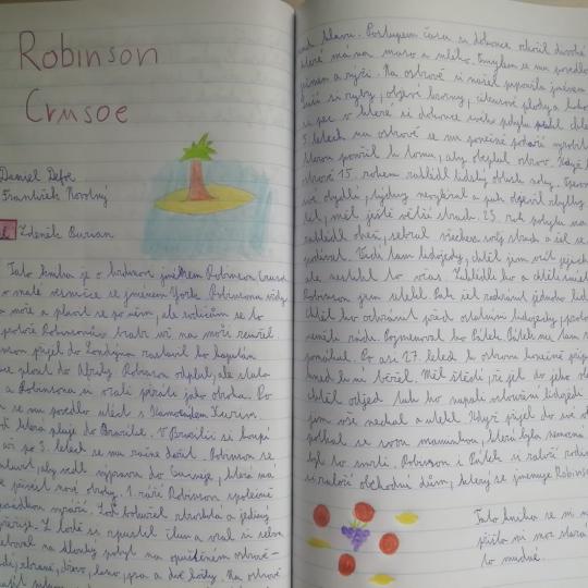 Čtenářské deníky – Robinson Crusoe – 8. třída – Fotogalerie – 2022/2023